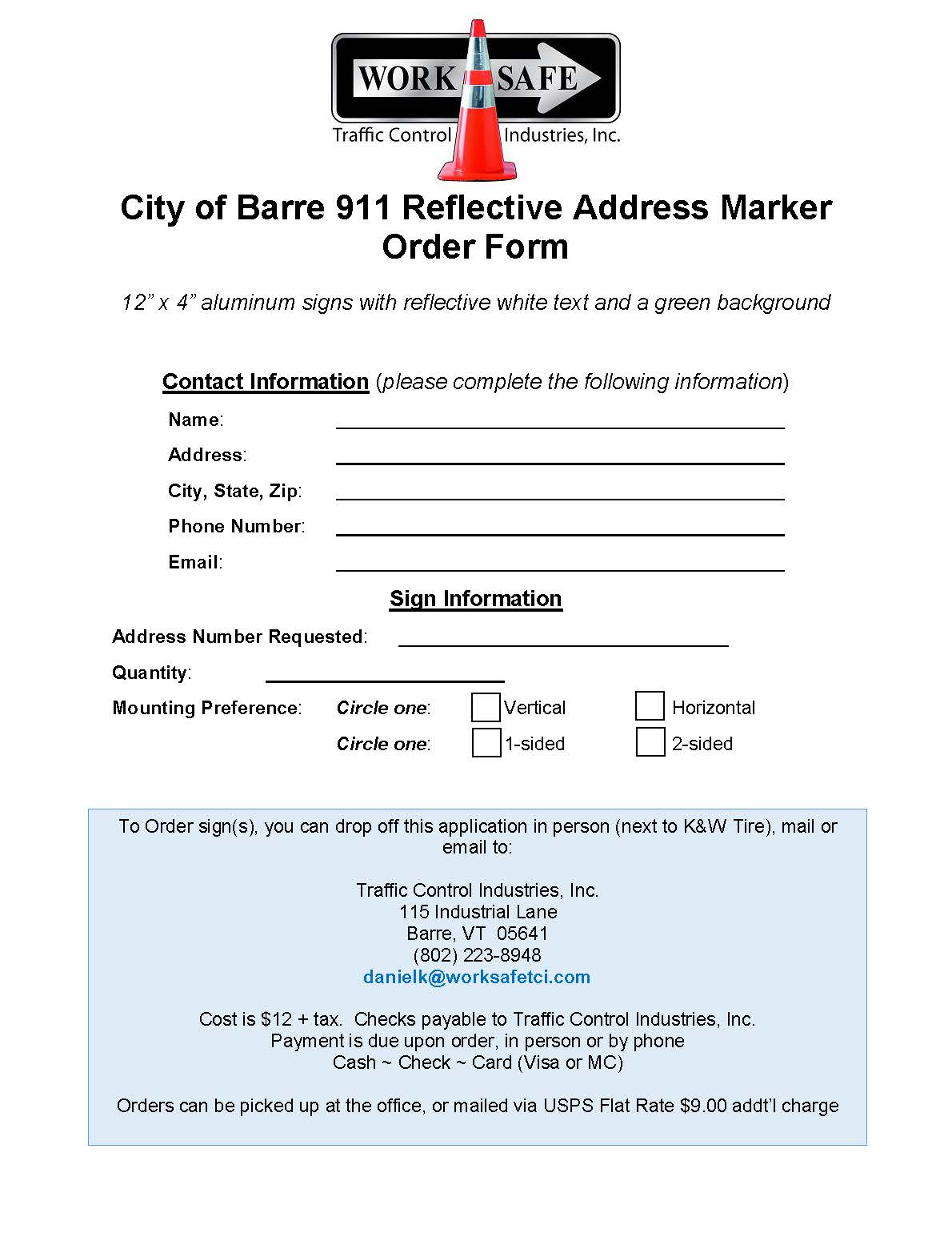 E911 Address Signs - City of Barre